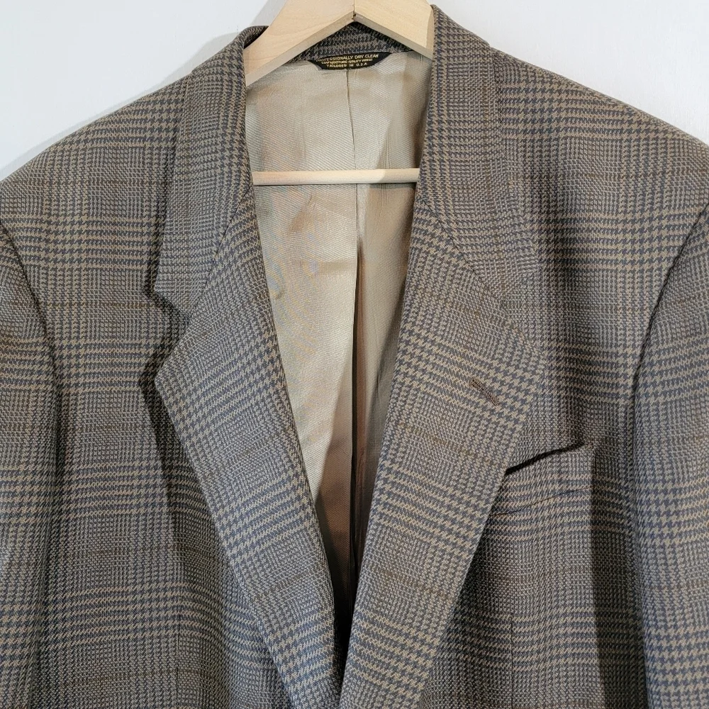 NINO CERRUTI Rue Royale Men's  Houndstooth Wool  Blazer Suit Size 44R Business